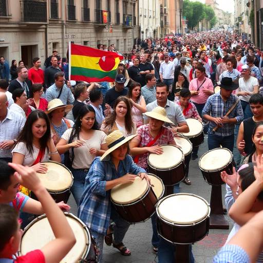 Gente celebrando la Tamborrada en San Sebasti&radic;&deg;n