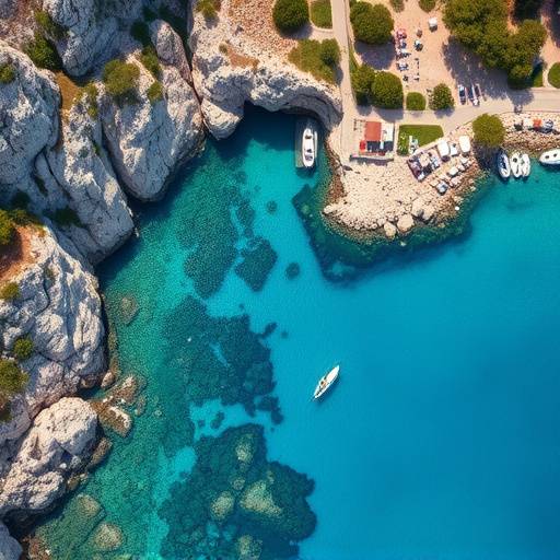 Vista a&radic;&copy;rea de una cala de aguas turquesas en Mallorca