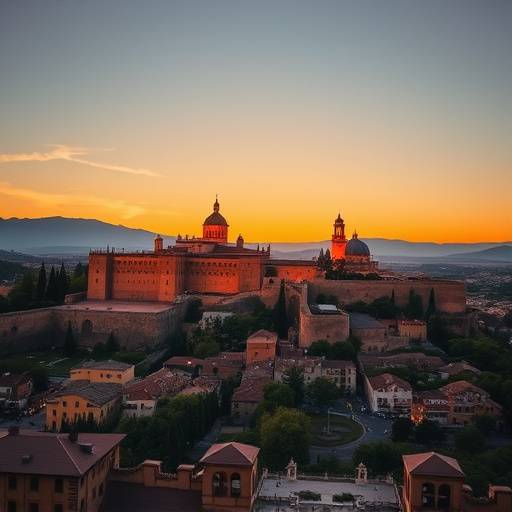 Vista panor&radic;&deg;mica de la Alhambra en Granada al atardecer